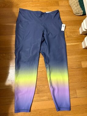 Old Navy Blue Ombre Leggings with Yellow and Purple Gradient